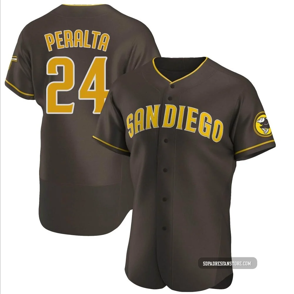 San Diego Padres ＃24 David Peralta Men's Brown Authentic Road Jersey