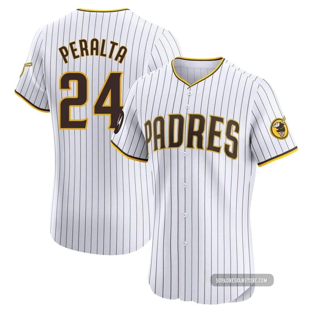 San Diego Padres ＃24 David Peralta Men's White Elite Home Patch Jersey