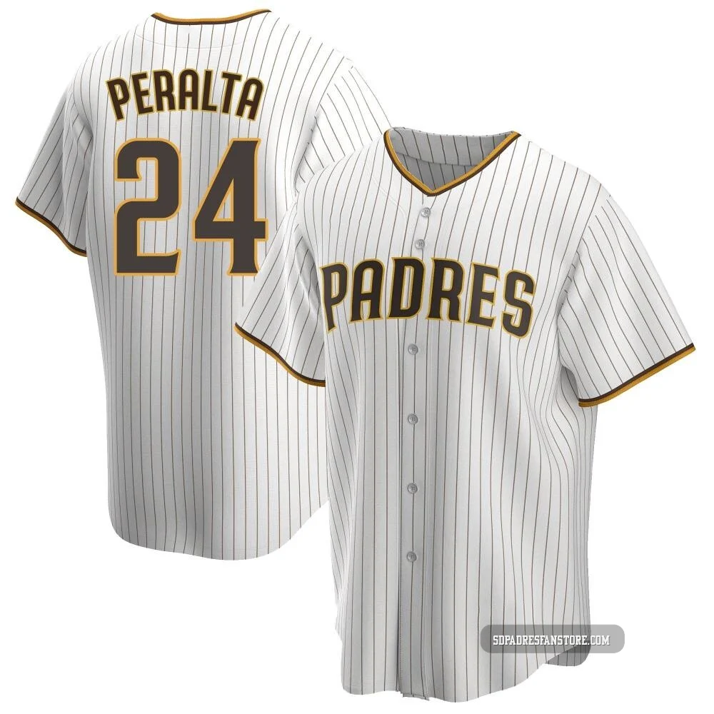 San Diego Padres ＃24 David Peralta Youth White/Brown Replica Home Jersey