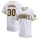 San Diego Padres ＃30 Derrel Thomas Men's White Elite Home Patch Jersey