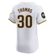 San Diego Padres ＃30 Derrel Thomas Men's White Elite Home Patch Jersey