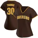 San Diego Padres ＃30 Derrel Thomas Women's Brown Authentic Road Jersey