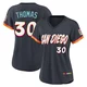 San Diego Padres ＃30 Derrel Thomas Women's Limited Obsidian 2026 City Connect Stadium Jersey