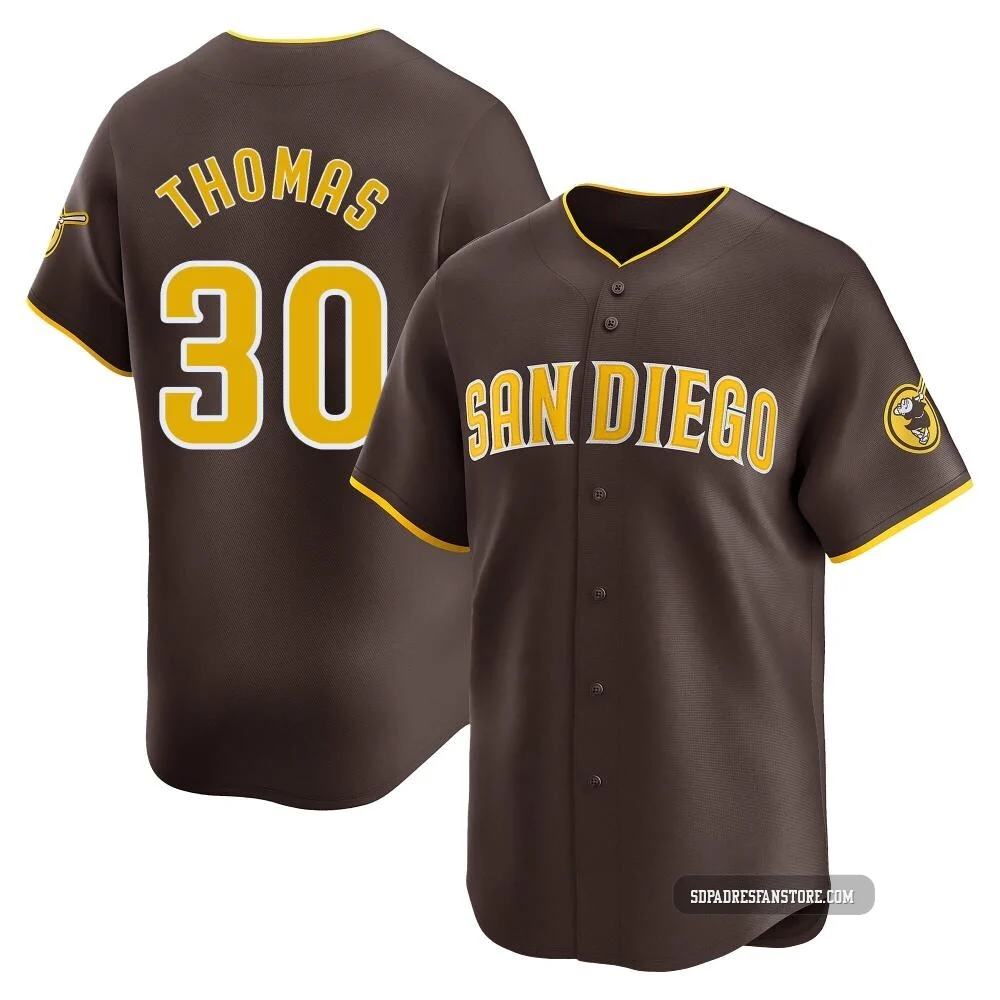 San Diego Padres ＃30 Derrel Thomas Youth Brown Limited Away Jersey