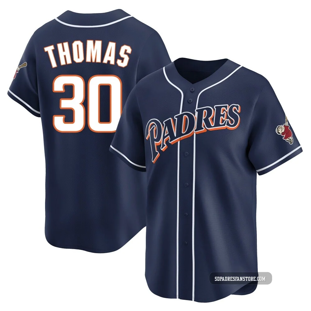 San Diego Padres ＃30 Derrel Thomas Youth Navy Limited Cooperstown Collection Jersey