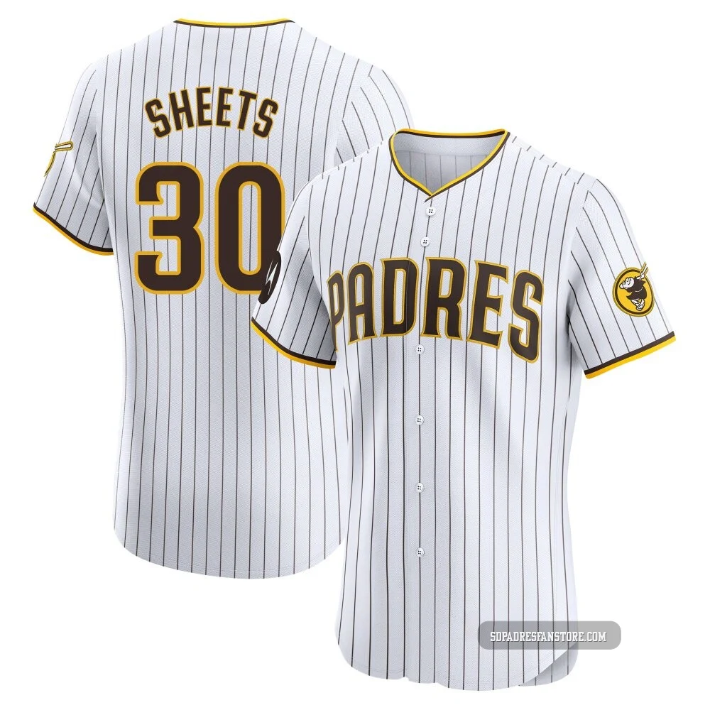 San Diego Padres ＃30 Gavin Sheets Men's White Elite Home Patch Jersey