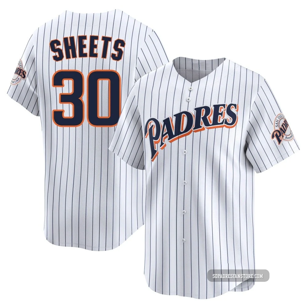 San Diego Padres ＃30 Gavin Sheets Men's White Limited Cooperstown Collection Jersey