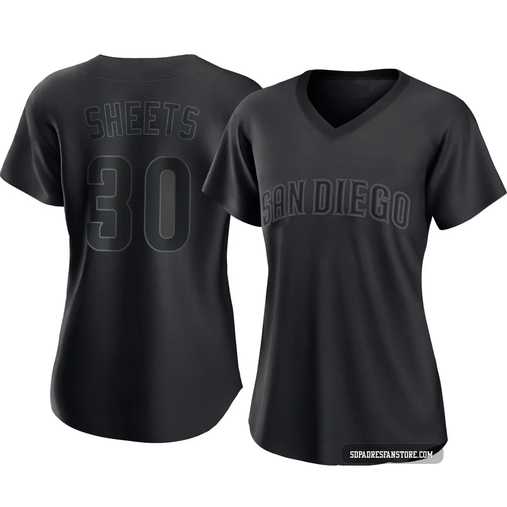 San Diego Padres ＃30 Gavin Sheets Women's Black Replica Pitch Fashion Jersey