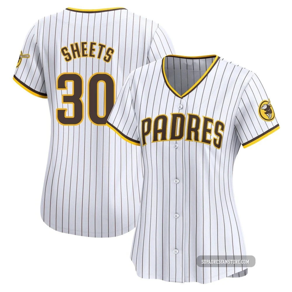 San Diego Padres ＃30 Gavin Sheets Women's White Limited Home Jersey