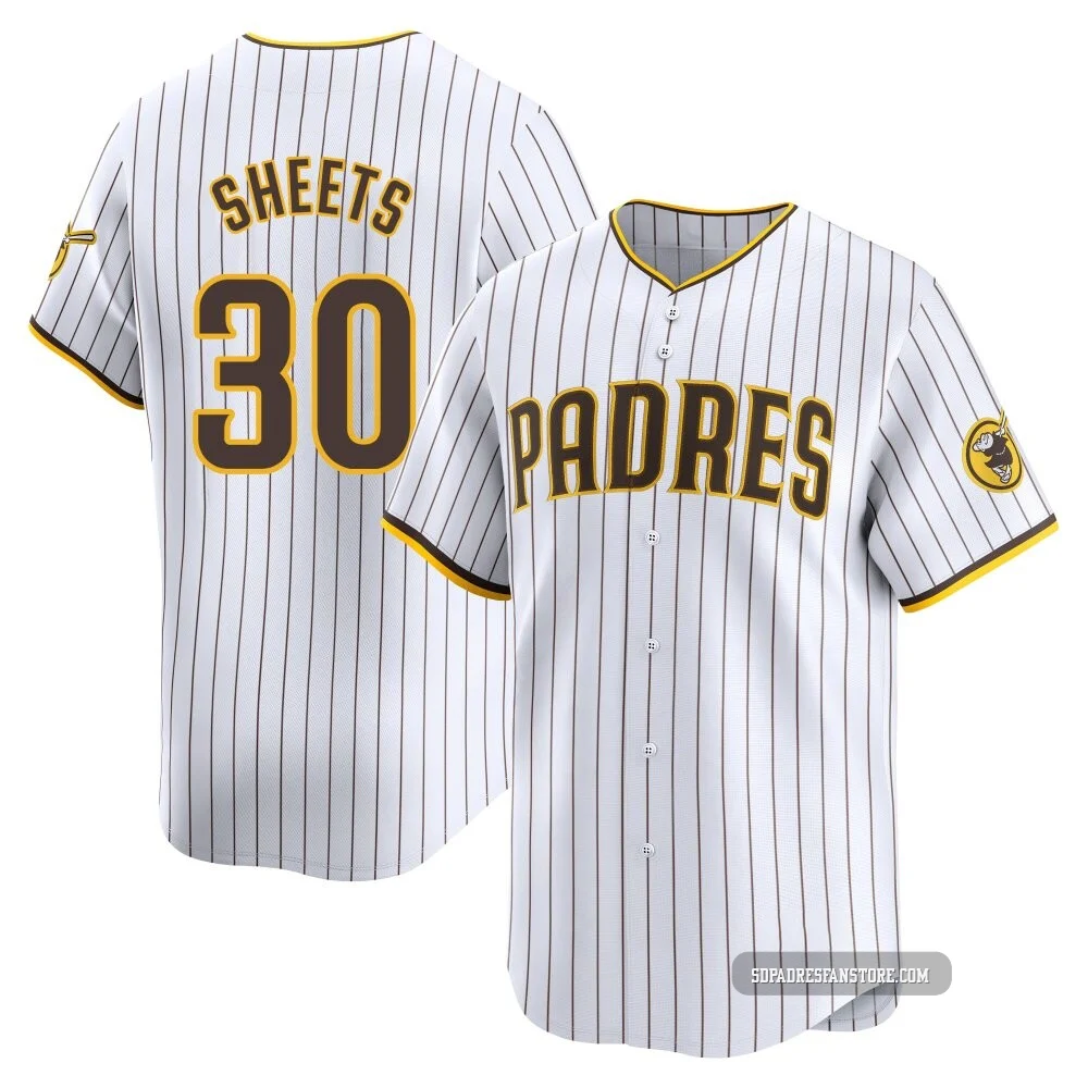 San Diego Padres ＃30 Gavin Sheets Youth White Limited Home Jersey