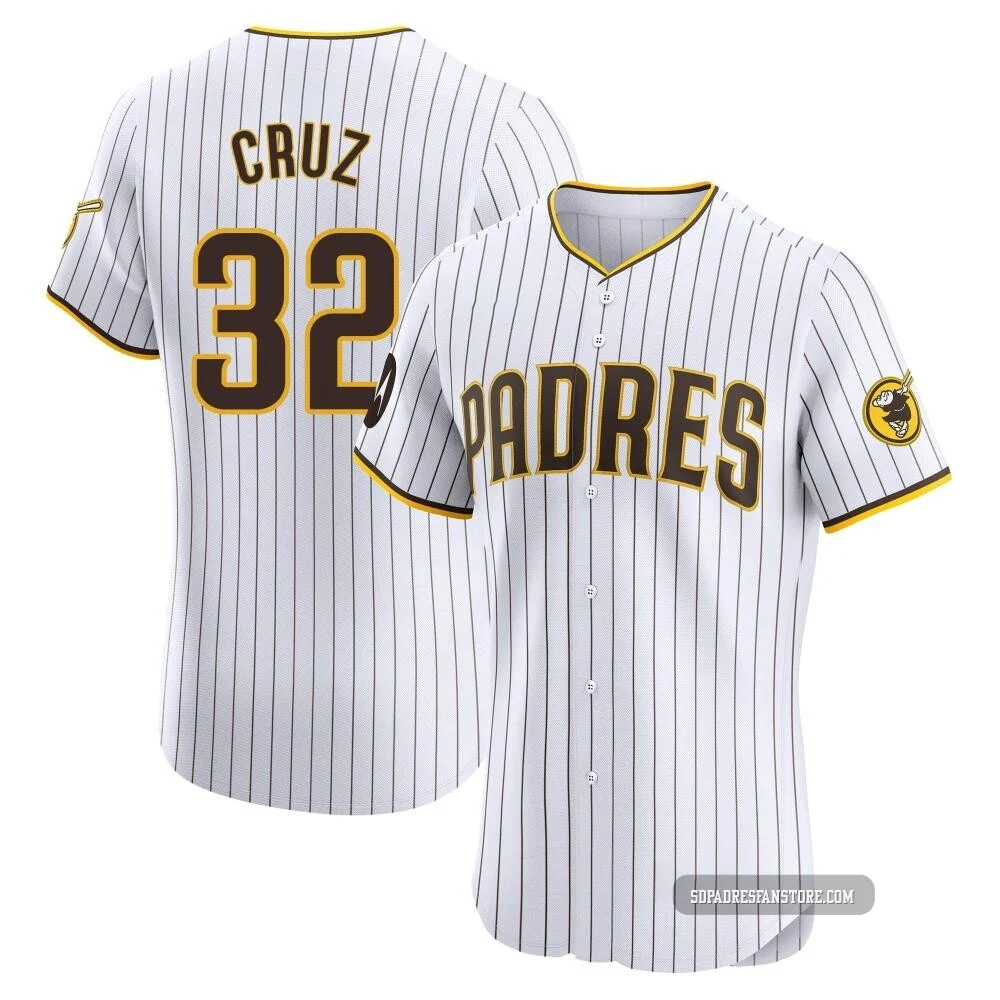 San Diego Padres ＃32 Nelson Cruz Men's White Elite Home Patch Jersey