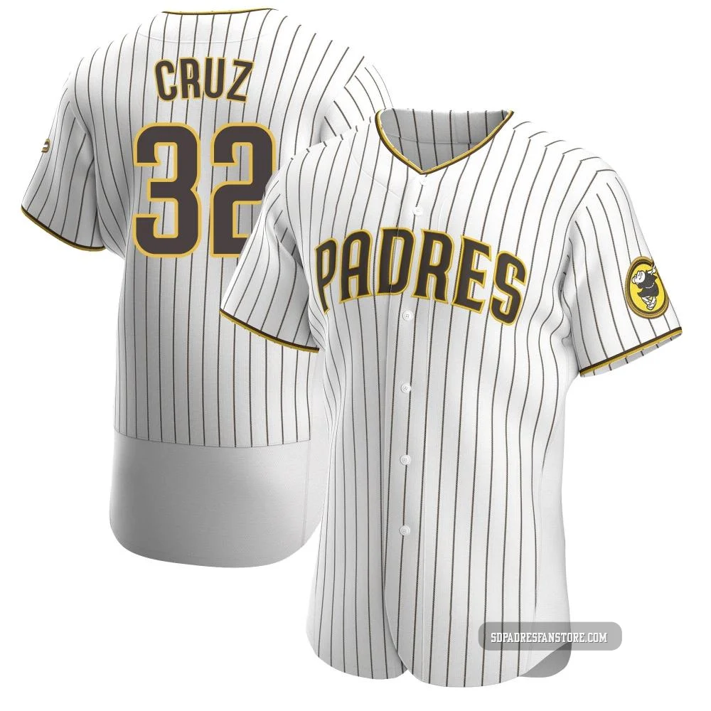 San Diego Padres ＃32 Nelson Cruz Men's White/Brown Authentic Home Jersey