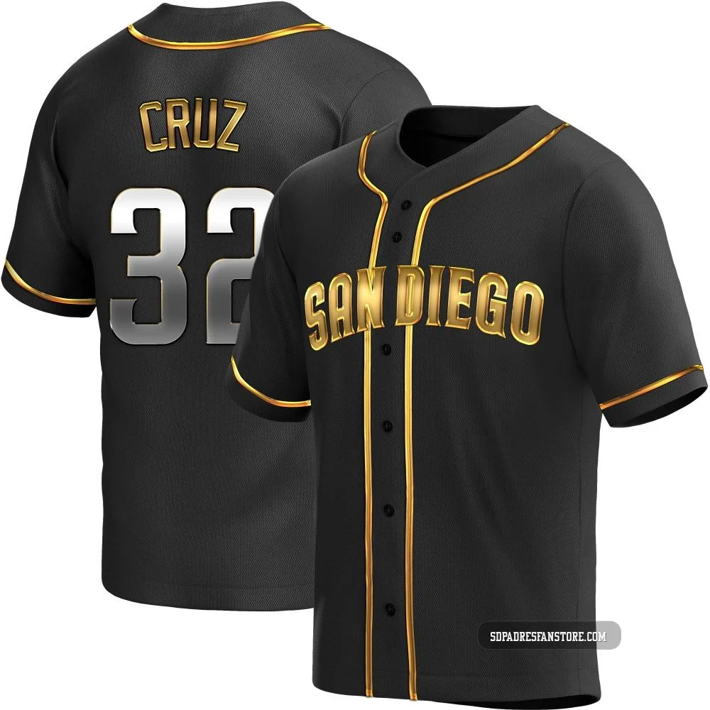 San Diego Padres ＃32 Nelson Cruz Youth Gold Replica Black en Alternate Jersey