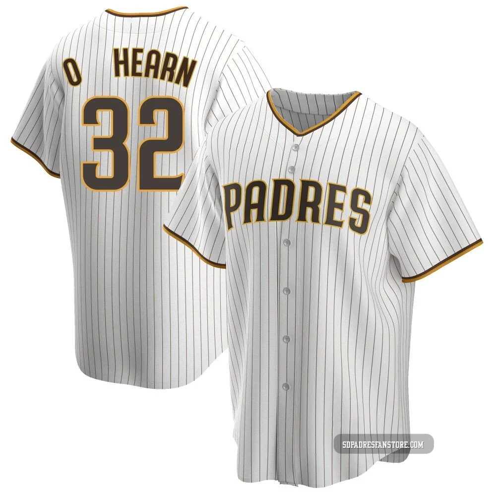 San Diego Padres ＃32 Ryan O'Hearn Men's White/Brown Replica Home Jersey