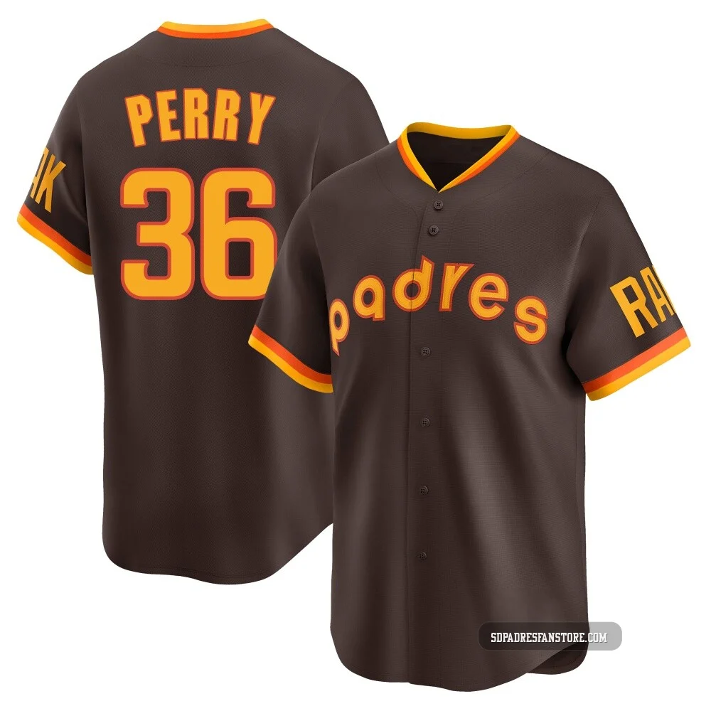 San Diego Padres ＃36 Gaylord Perry Men's Brown Limited Cooperstown Collection Jersey