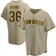 San Diego Padres ＃36 Gaylord Perry Men's Sand/Brown Replica Alternate Jersey