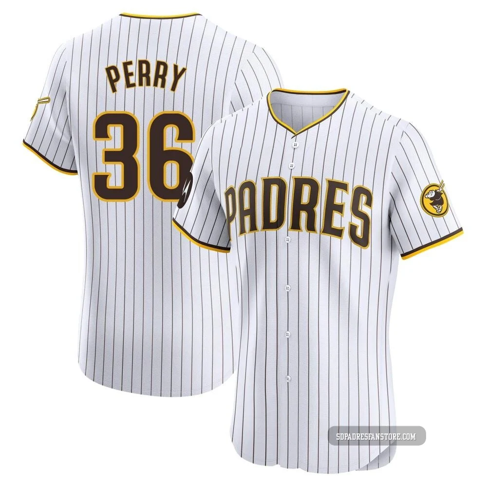 San Diego Padres ＃36 Gaylord Perry Men's White Elite Home Patch Jersey