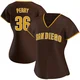 San Diego Padres ＃36 Gaylord Perry Women's Brown Replica Road Jersey