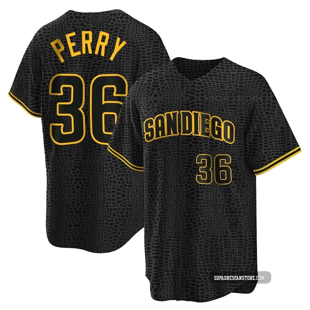 San Diego Padres ＃36 Gaylord Perry Youth Black Replica Snake Skin City Jersey