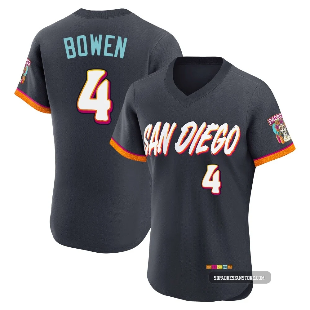 San Diego Padres ＃4 Jase Bowen Men's Authentic Obsidian 2026 City Connect Stadium Jersey