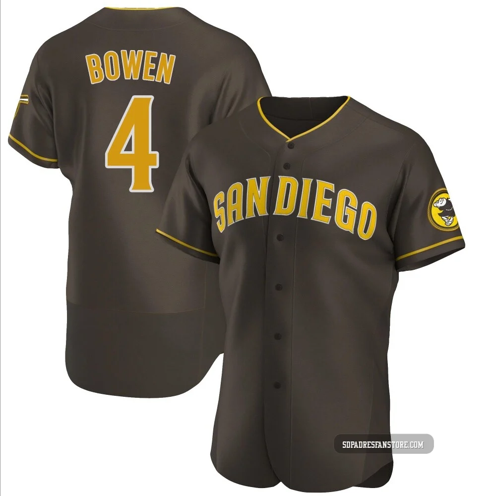 San Diego Padres ＃4 Jase Bowen Men's Brown Authentic Road Jersey
