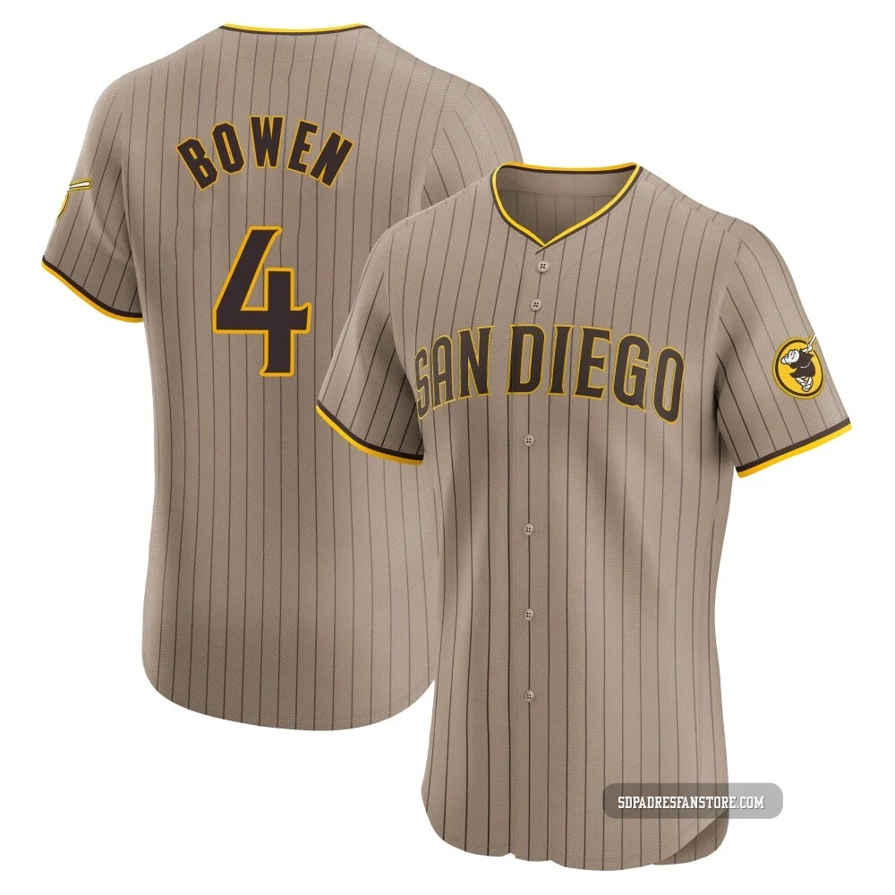 San Diego Padres ＃4 Jase Bowen Men's Brown Elite Alternate Jersey