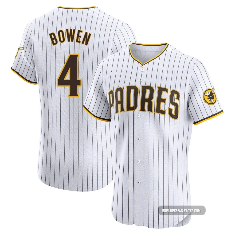 San Diego Padres ＃4 Jase Bowen Men's White Elite Home Jersey