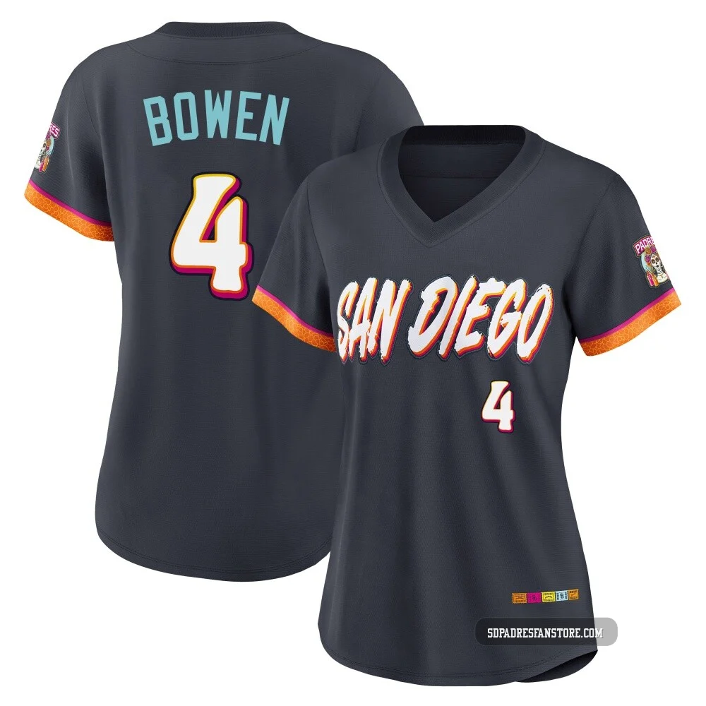 San Diego Padres ＃4 Jase Bowen Women's Limited Obsidian 2026 City Connect Stadium Jersey