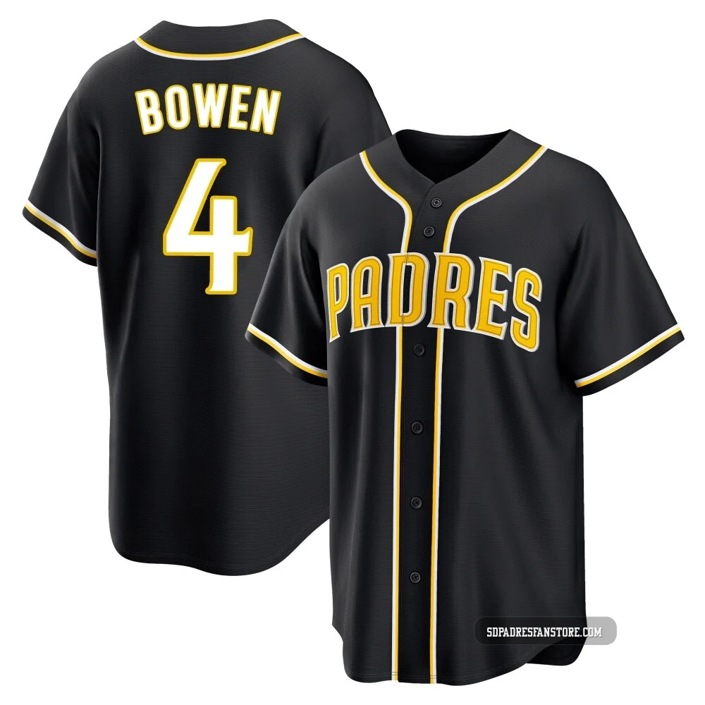 San Diego Padres ＃4 Jase Bowen Youth Black Replica Fashion Out Jersey