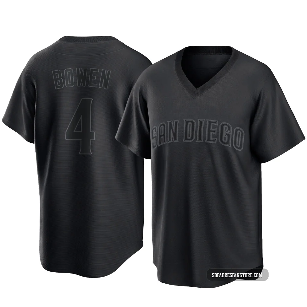 San Diego Padres ＃4 Jase Bowen Youth Black Replica Pitch Fashion Jersey