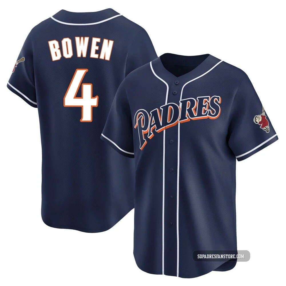 San Diego Padres ＃4 Jase Bowen Youth Navy Limited Cooperstown Collection Jersey