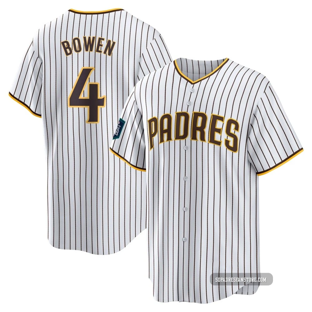San Diego Padres ＃4 Jase Bowen Youth White Replica 2024 World Tour Seoul Series Home Jersey