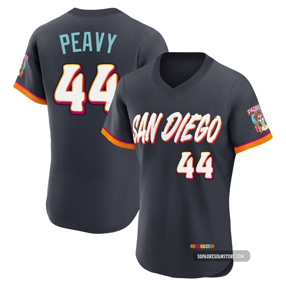 San Diego Padres ＃44 Jake Peavy Men's Authentic Obsidian 2026 City Connect Stadium Jersey