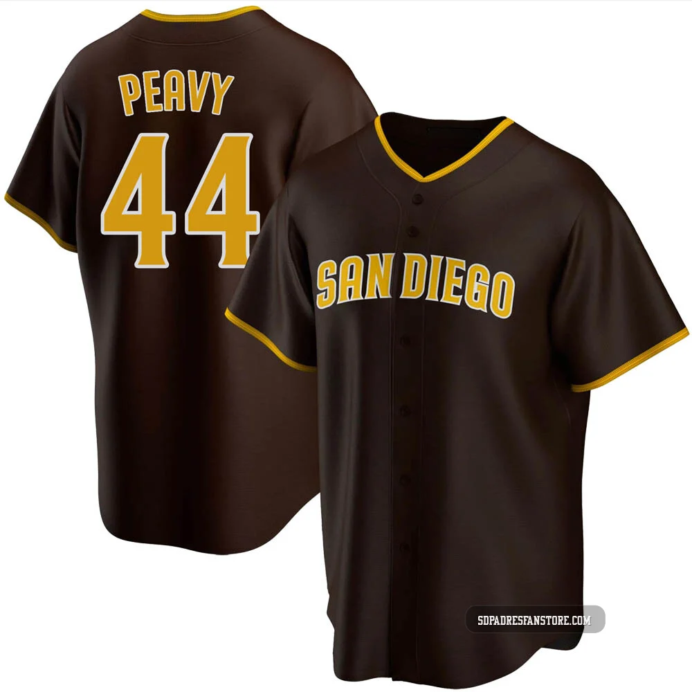 San Diego Padres ＃44 Jake Peavy Men's Brown Replica Road Jersey