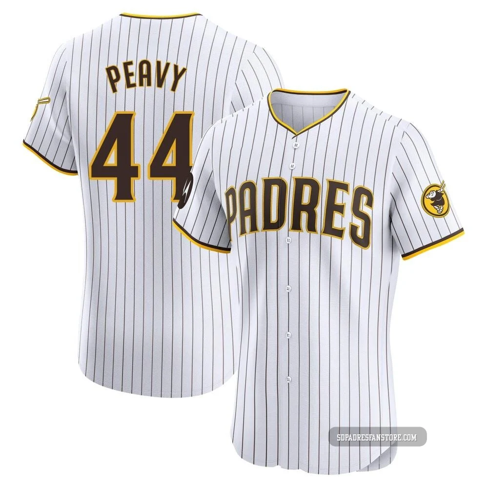 San Diego Padres ＃44 Jake Peavy Men's White Elite Home Patch Jersey