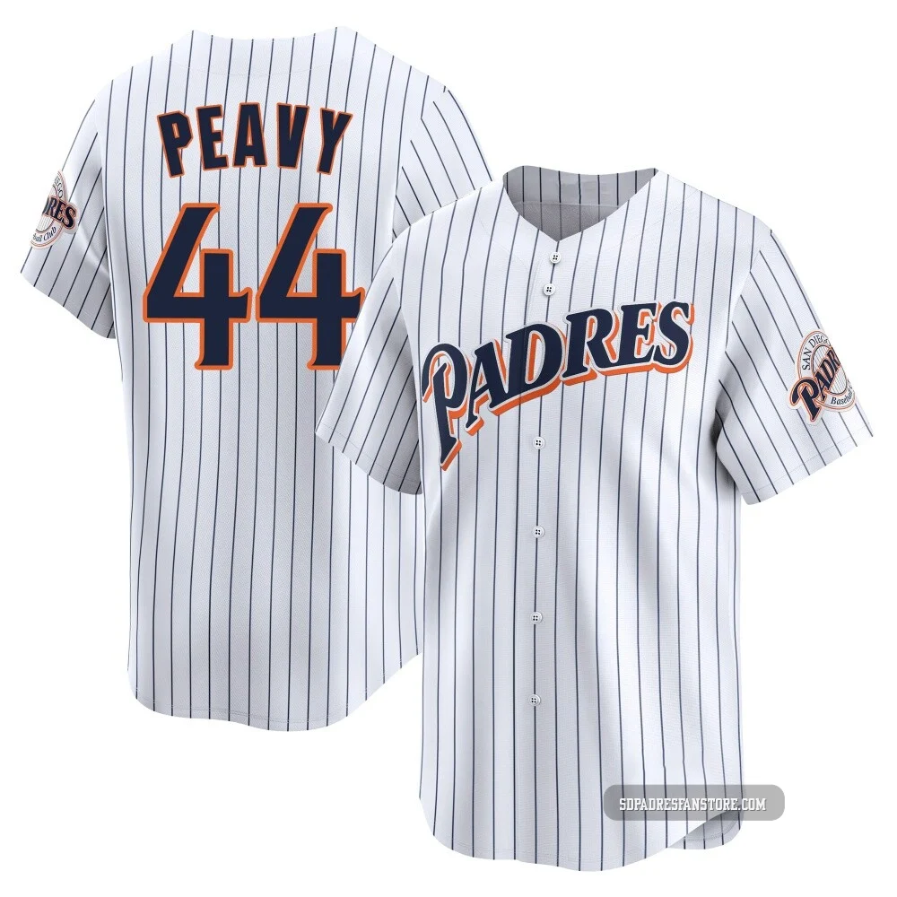 San Diego Padres ＃44 Jake Peavy Men's White Limited Cooperstown Collection Jersey