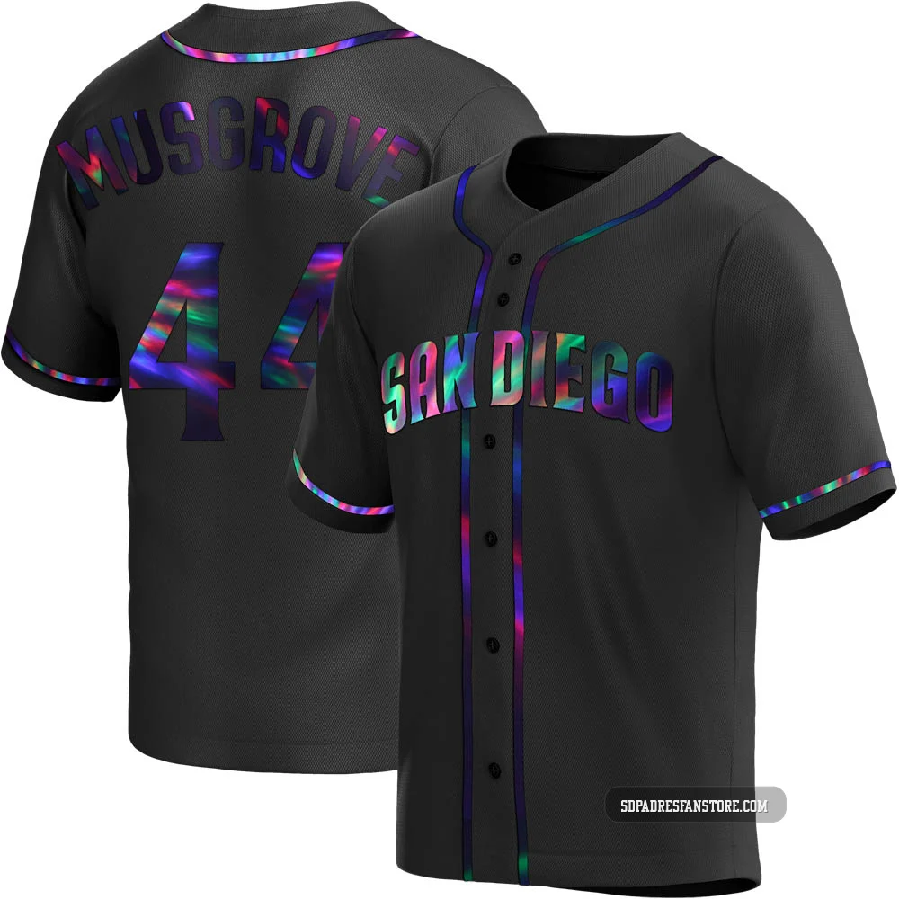 San Diego Padres ＃44 Joe Musgrove Men's Black Replica Holographic Alternate Jersey