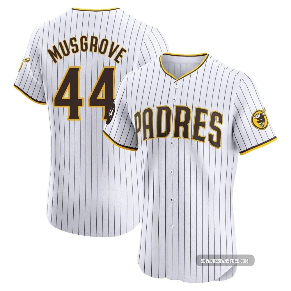 San Diego Padres ＃44 Joe Musgrove Men's White Elite Home Patch Jersey