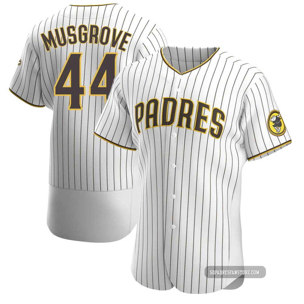 San Diego Padres ＃44 Joe Musgrove Men's White/Brown Authentic Home Jersey