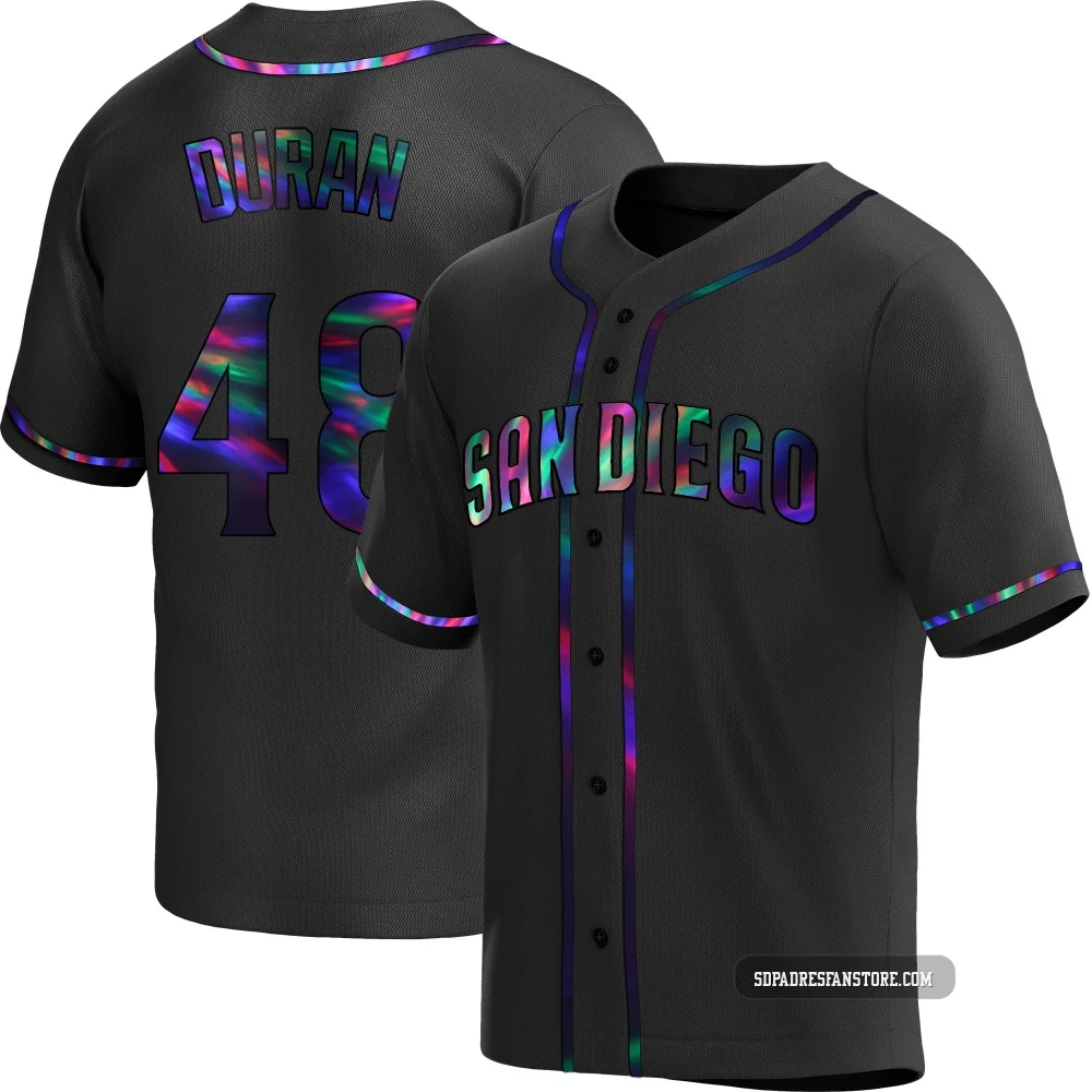 San Diego Padres ＃48 Rodolfo Duran Men's Black Replica Holographic Alternate Jersey
