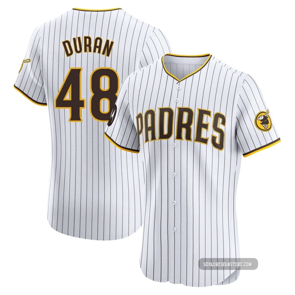 San Diego Padres ＃48 Rodolfo Duran Men's White Elite Home Patch Jersey