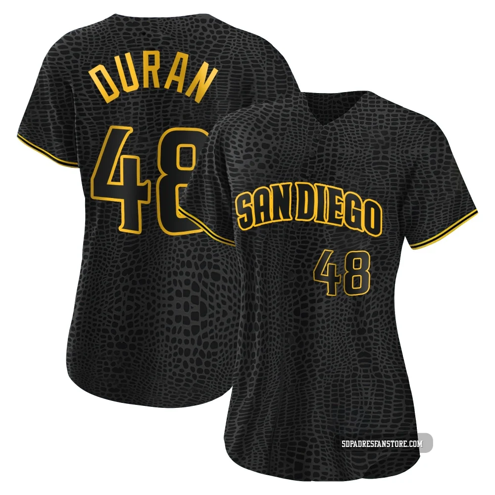 San Diego Padres ＃48 Rodolfo Duran Women's Black Replica Snake Skin City Jersey