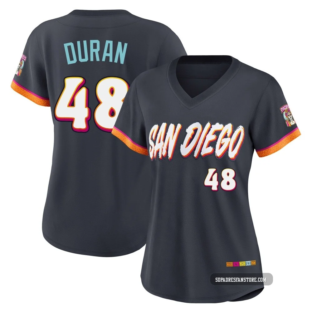 San Diego Padres ＃48 Rodolfo Duran Women's Limited Obsidian 2026 City Connect Stadium Jersey