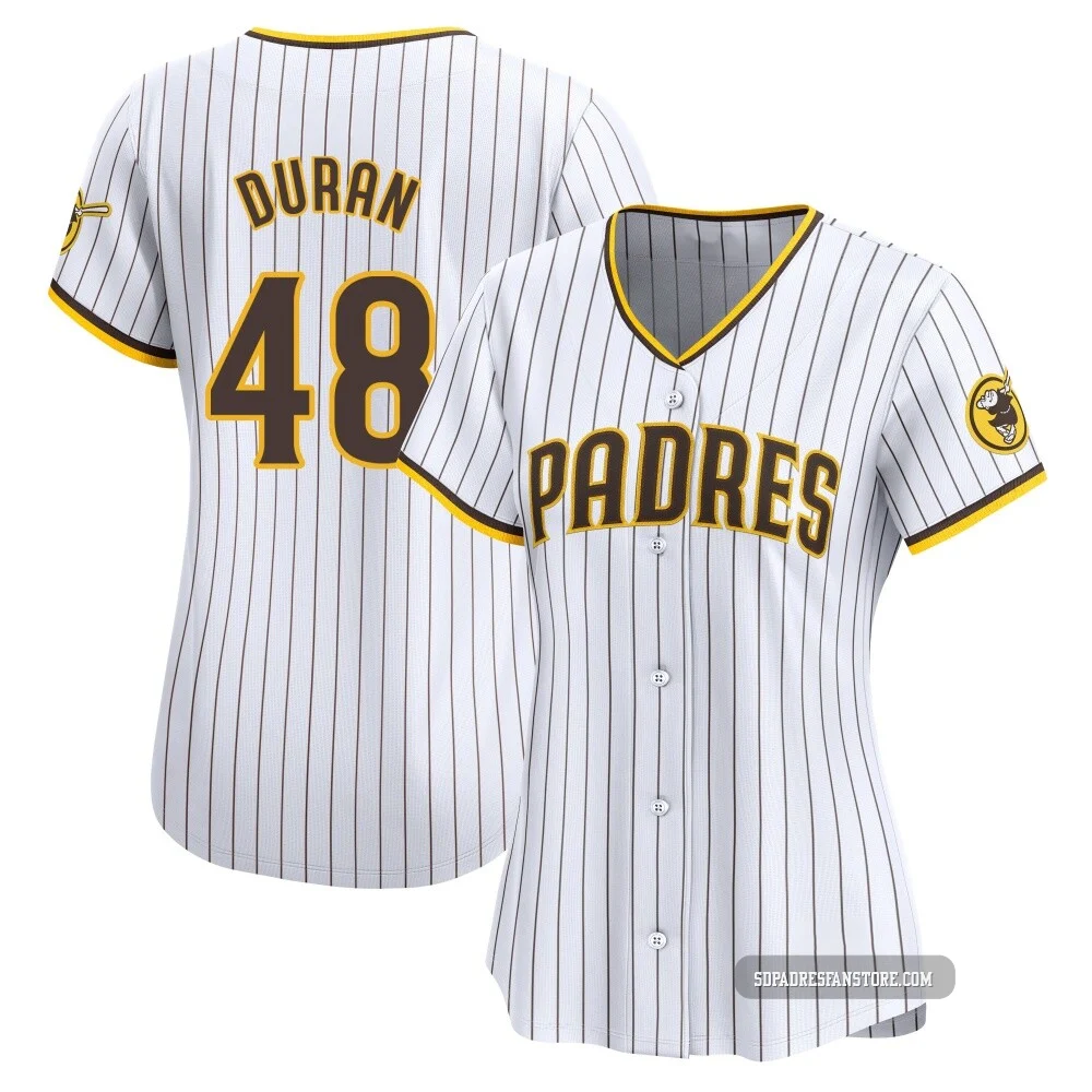 San Diego Padres ＃48 Rodolfo Duran Women's White Limited Home Jersey