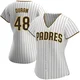 San Diego Padres ＃48 Rodolfo Duran Women's White/Brown Replica Home Jersey