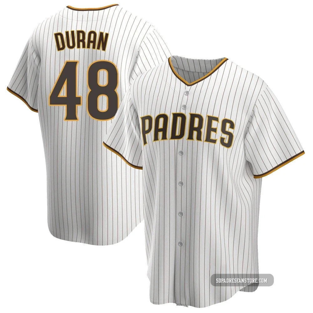 San Diego Padres ＃48 Rodolfo Duran Youth White/Brown Replica Home Jersey