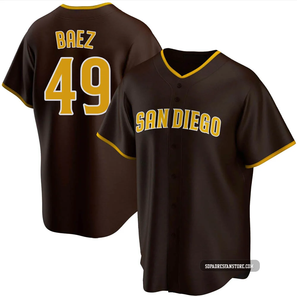 San Diego Padres ＃49 Michel Baez Men's Brown Replica Road Jersey