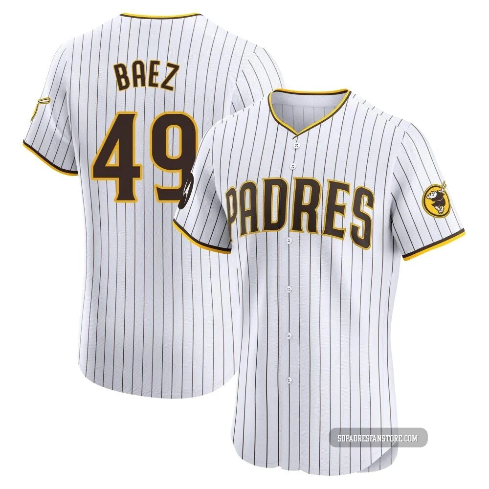 San Diego Padres ＃49 Michel Baez Men's White Elite Home Patch Jersey