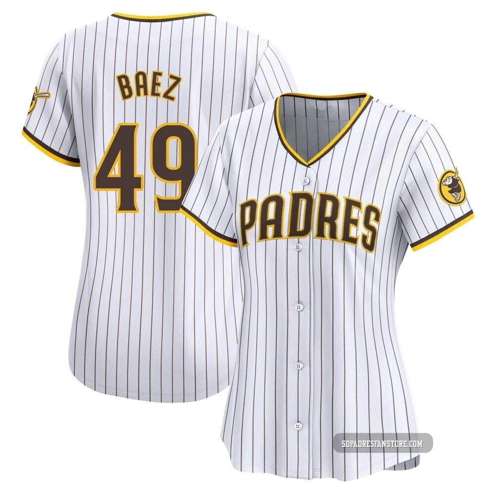 San Diego Padres ＃49 Michel Baez Women's White Limited Home Jersey