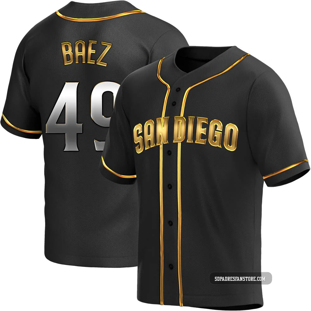 San Diego Padres ＃49 Michel Baez Youth Gold Replica Black en Alternate Jersey